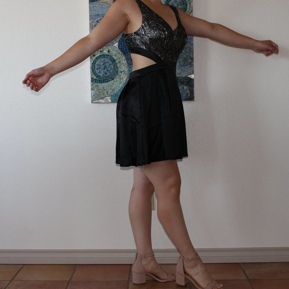 metallic cutout social dress - Picture 3 of 4